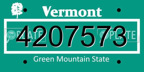 4207573 Vermont License Plate