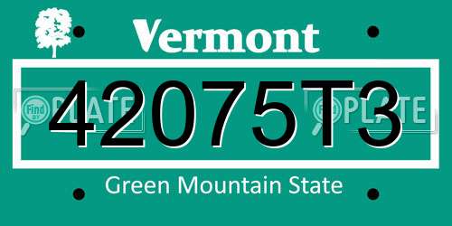 42075T3 Vermont License Plate
