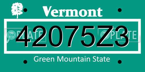 42075Z3 Vermont License Plate