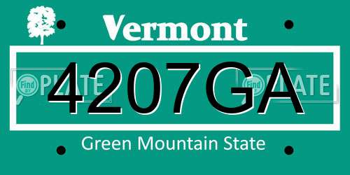 4207GA Vermont License Plate