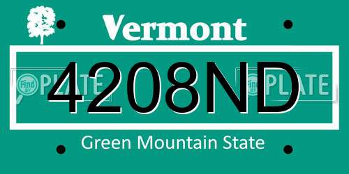 4208ND Vermont License Plate