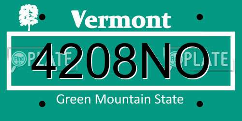 4208NO Vermont License Plate