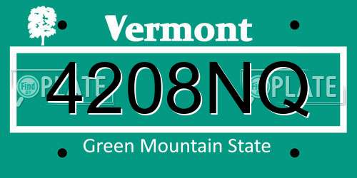 4208NQ Vermont License Plate