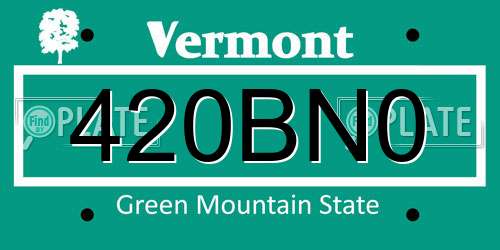 420BN0 Vermont License Plate