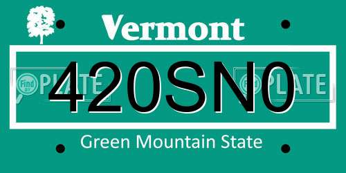 420SN0 Vermont License Plate