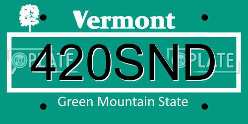 420SND Vermont License Plate