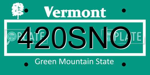 420SNO Vermont License Plate