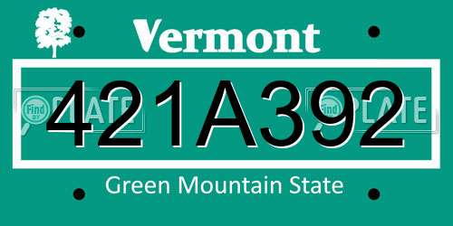 421A392 Vermont License Plate