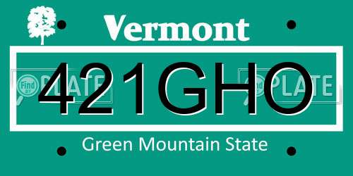 421GHO Vermont License Plate