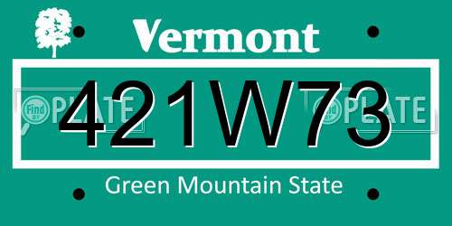421W73 Vermont License Plate