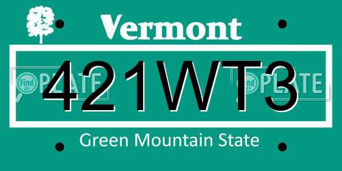 421WT3 Vermont License Plate