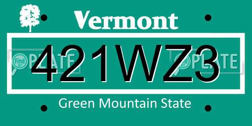 421WZ3 Vermont License Plate