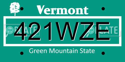 421WZE Vermont License Plate