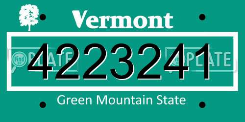 4223241 Vermont License Plate