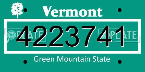 4223741 Vermont License Plate