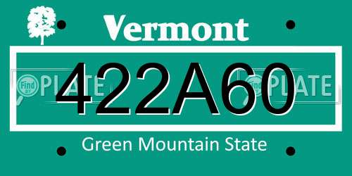 422A60 Vermont License Plate