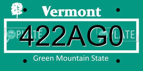 422AG0 Vermont License Plate