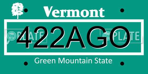 422AGO Vermont License Plate