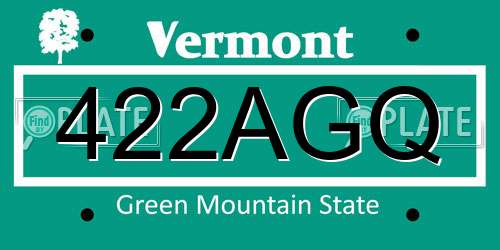 422AGQ Vermont License Plate