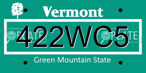 422WC5 Vermont License Plate