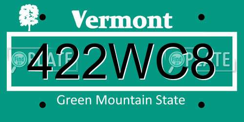 422WC8 Vermont License Plate