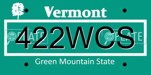 422WCS Vermont License Plate