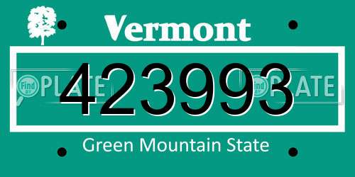 423993 Vermont License Plate