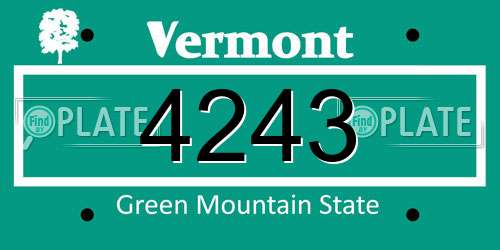 4243 Vermont License Plate