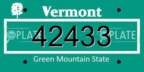 42433 Vermont License Plate