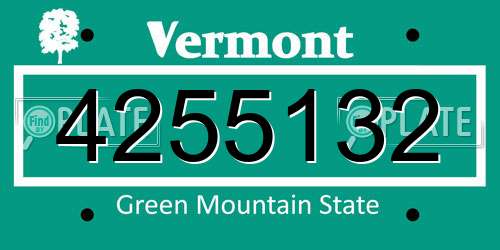 4255132 Vermont License Plate