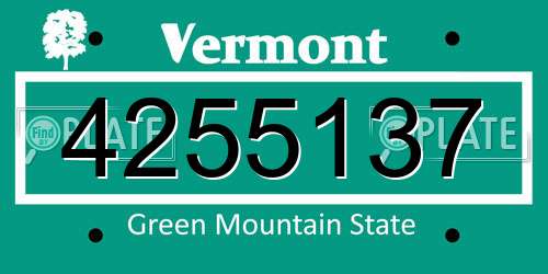 4255137 Vermont License Plate
