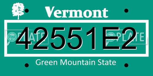42551E2 Vermont License Plate