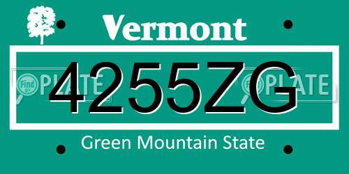 4255ZG Vermont License Plate