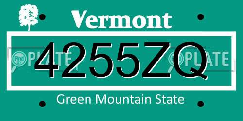 4255ZQ Vermont License Plate