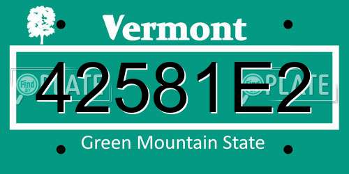 42581E2 Vermont License Plate