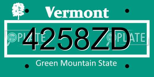 4258ZD Vermont License Plate