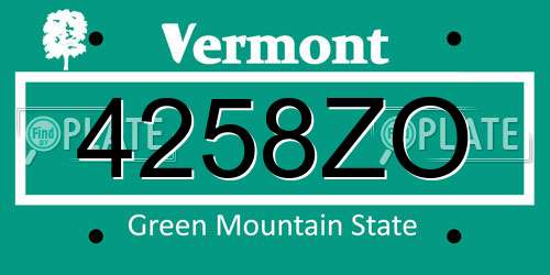 4258ZO Vermont License Plate