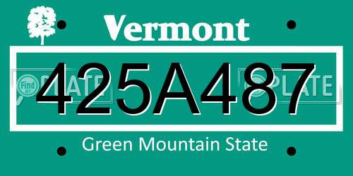 425A487 Vermont License Plate
