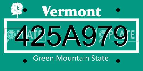 425A979 Vermont License Plate
