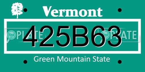 425B63 Vermont License Plate