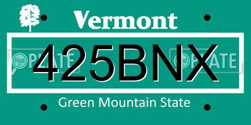 425BNX Vermont License Plate