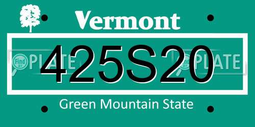 425S20 Vermont License Plate