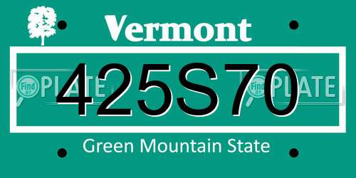 425S70 Vermont License Plate