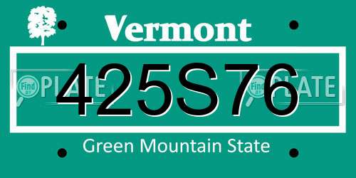 425S76 Vermont License Plate