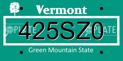 425SZ0 Vermont License Plate