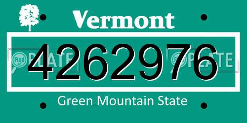 4262976 Vermont License Plate