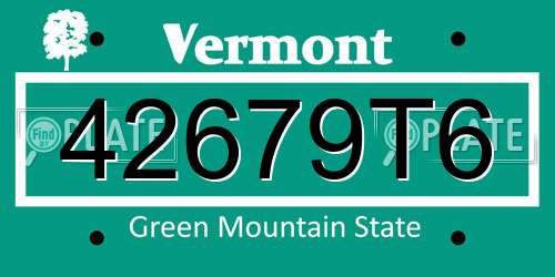 42679T6 Vermont License Plate