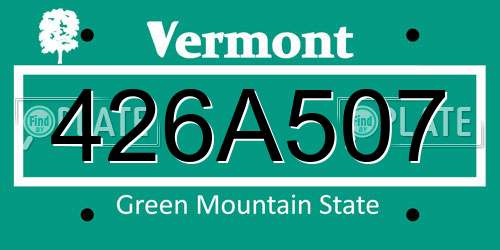 426A507 Vermont License Plate