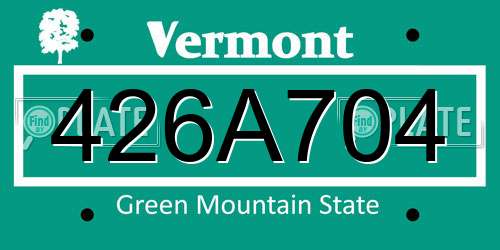 426A704 Vermont License Plate