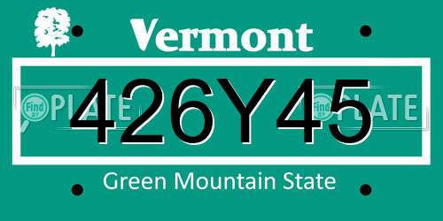 426Y45 Vermont License Plate